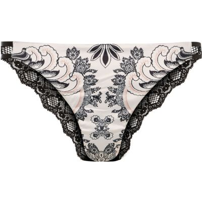 Pink floral print lace knickers
